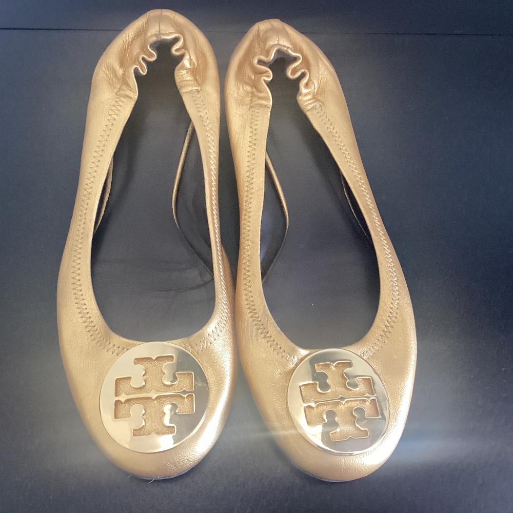 Tory Burch Metallic Gold Flats